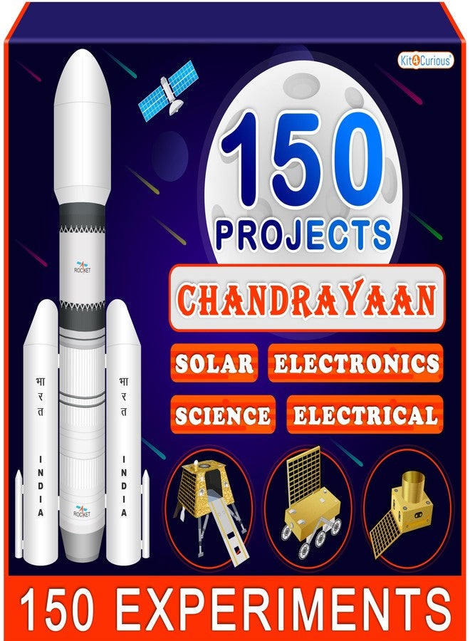 كيت 4 كيوريس مجموعة هدايا تعليمية تفاعلية من Kit4Curious® Chandrayaan-3، تتضمن 150 مشروعًا علميًا إلكترونيًا شمسيًا - نماذج ثلاثية الأبعاد للصواريخ، والمركبات الجوالة، والمركبة الهابطة، والأقمار الصناعية، و150 تجربة تعليمية عملية في مجالات العلوم والتكنولوجيا والهندسة والرياضيات. - Image 1